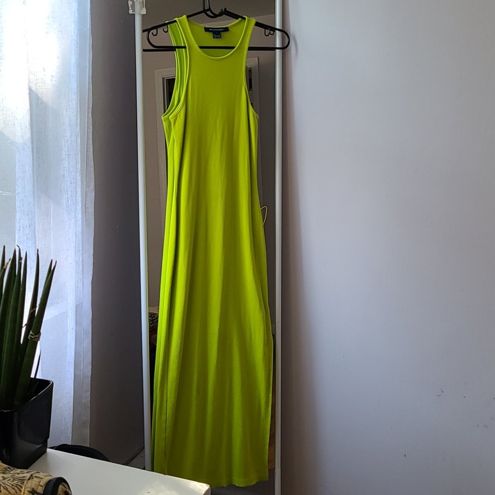 French Connection neon green tank dress long maxi